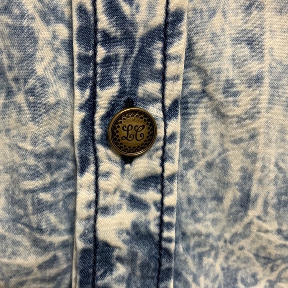 Denim Shirt - Lee Cooper Acid Wash Distressed Denim Shirt Size Large - Picture 5 of 12